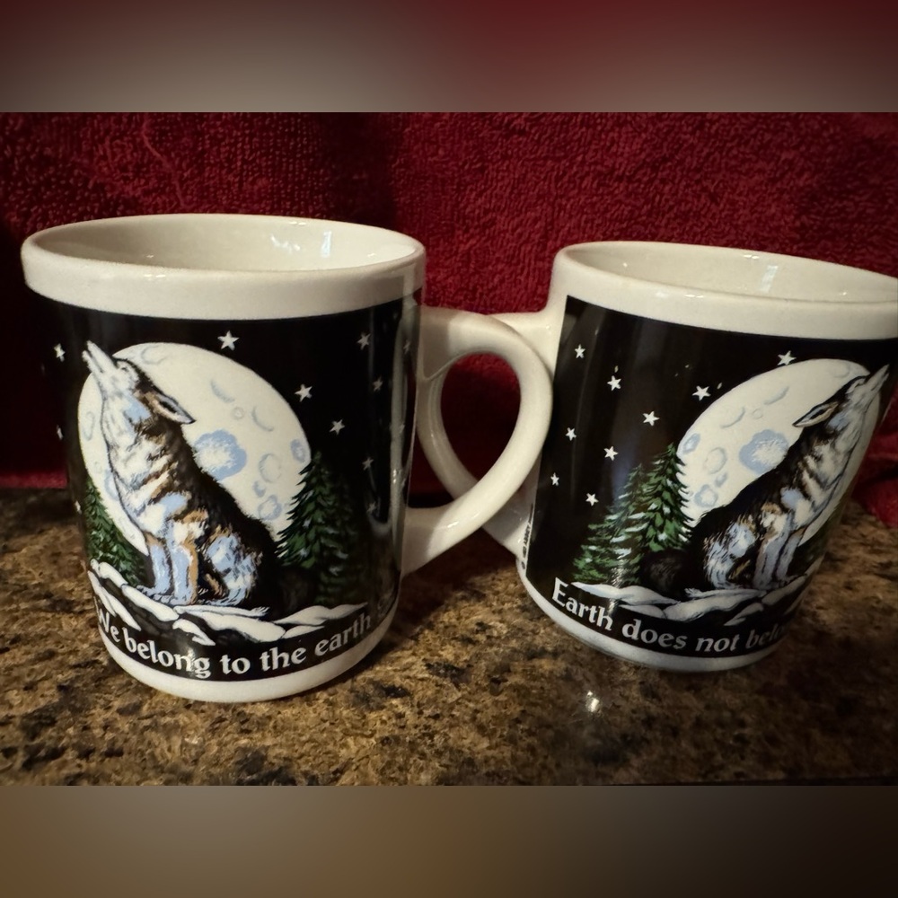 Wolf mugs Abbey Press Vintage coffee Mugs